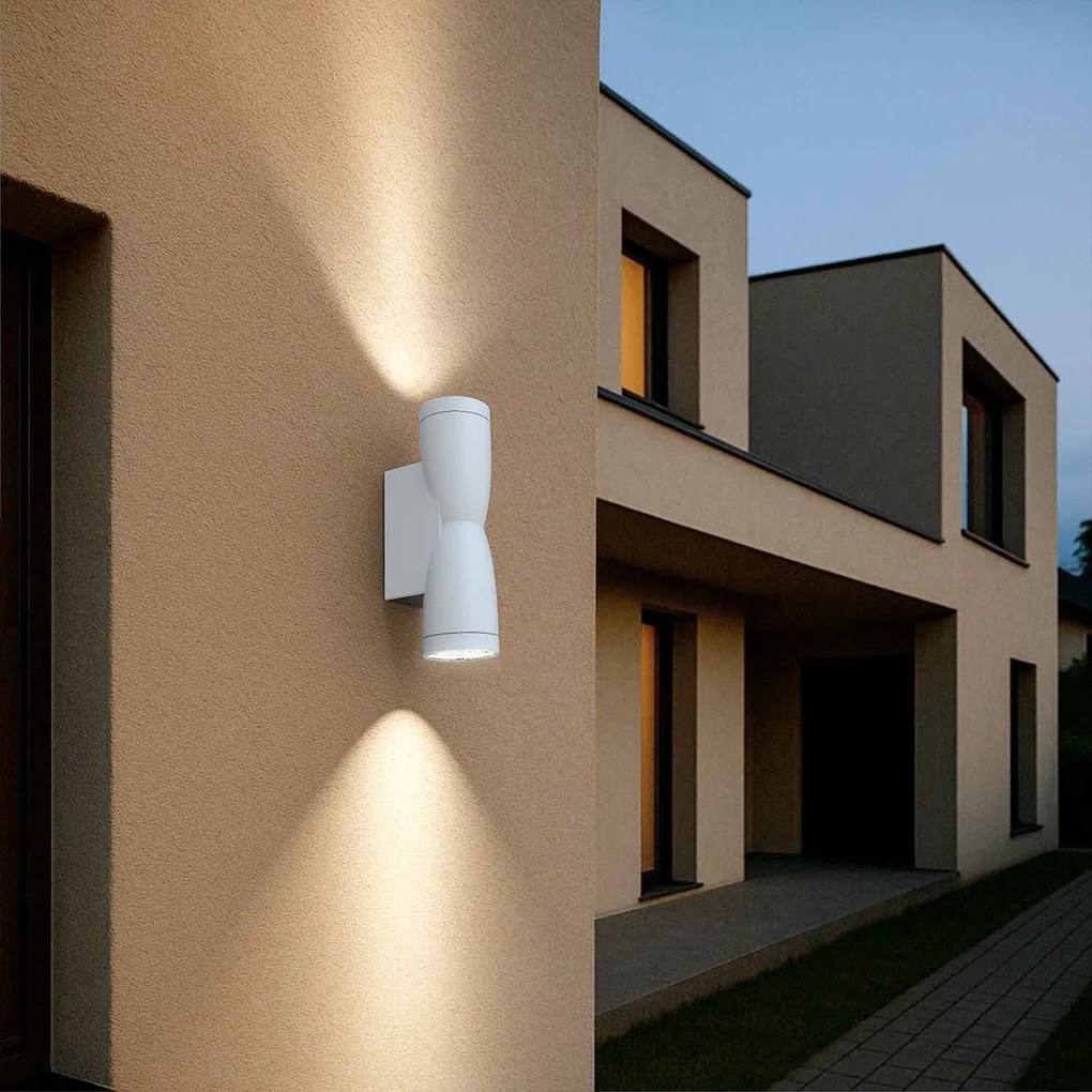 Applique Conica a Clessidra Bidirezionale IP65 GU10 - Bianca