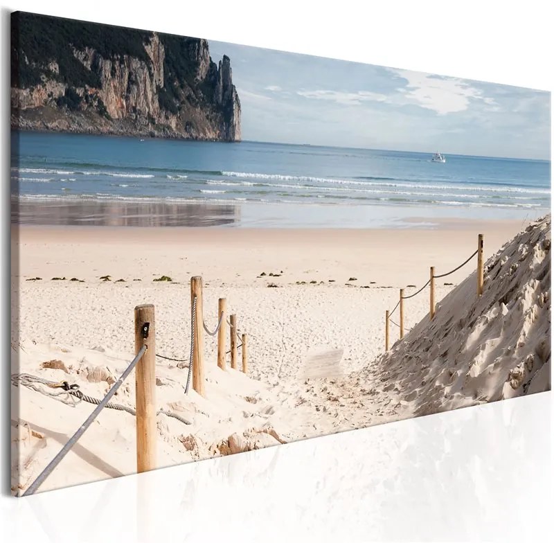 Quadro Percorso sulla spiaggia  Colore Azzurro, Dimensioni e Misure 135x45