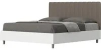 Letto Matrimoniale 160x200 cm struttura bianco frassino testata Kai - Similpelle,Cappuccino,Con rete