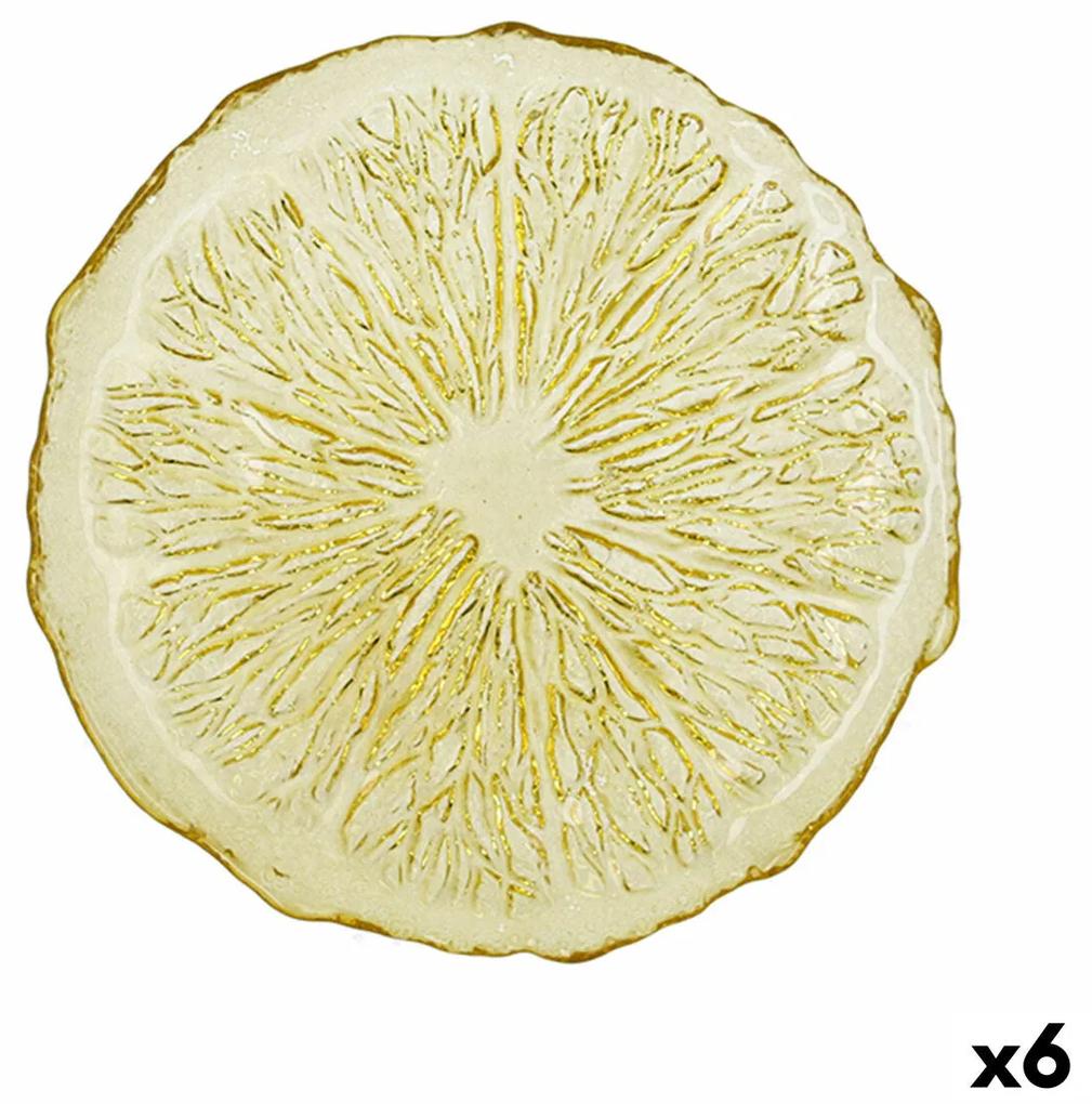 Piatto Piano Quid Acid Limone Giallo Vetro 21 x 2 cm (6 Unità)