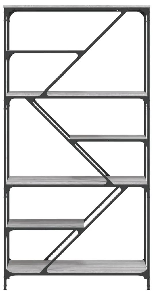 Libreria grigio sonoma 91x36x176 cm legno multistrato e acciaio