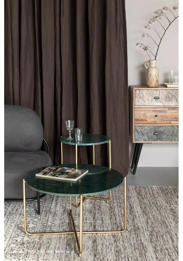 Tavolino verde con piano in marmo Timpa - White Label