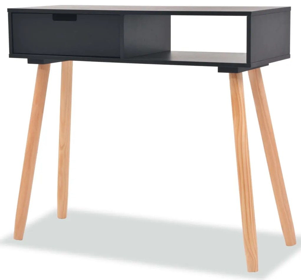 Tavolo Consolle İn Legno Di Pino Massello 80x30x72 Cm Nero /