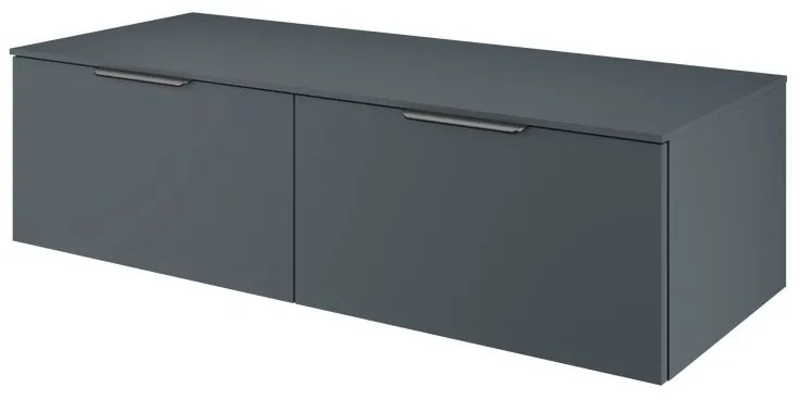 Mobile da bagno sotto lavabo Neo grigio / argento laccato lucido L 120 x H 33 x P 48 cm 2 cassetti, lavabo non incluso