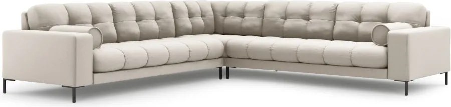 Divano angolare 6 posti Bali imbottito con gambe nere - L256 x l256 x h75