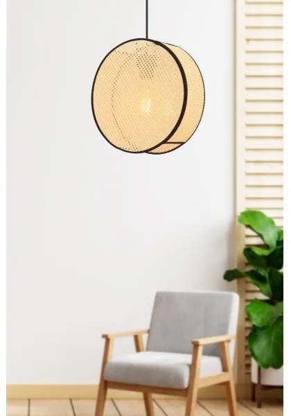 Lampada a sospensione con cavo BIG DRUM 1xE27/60W/230V beige/nero