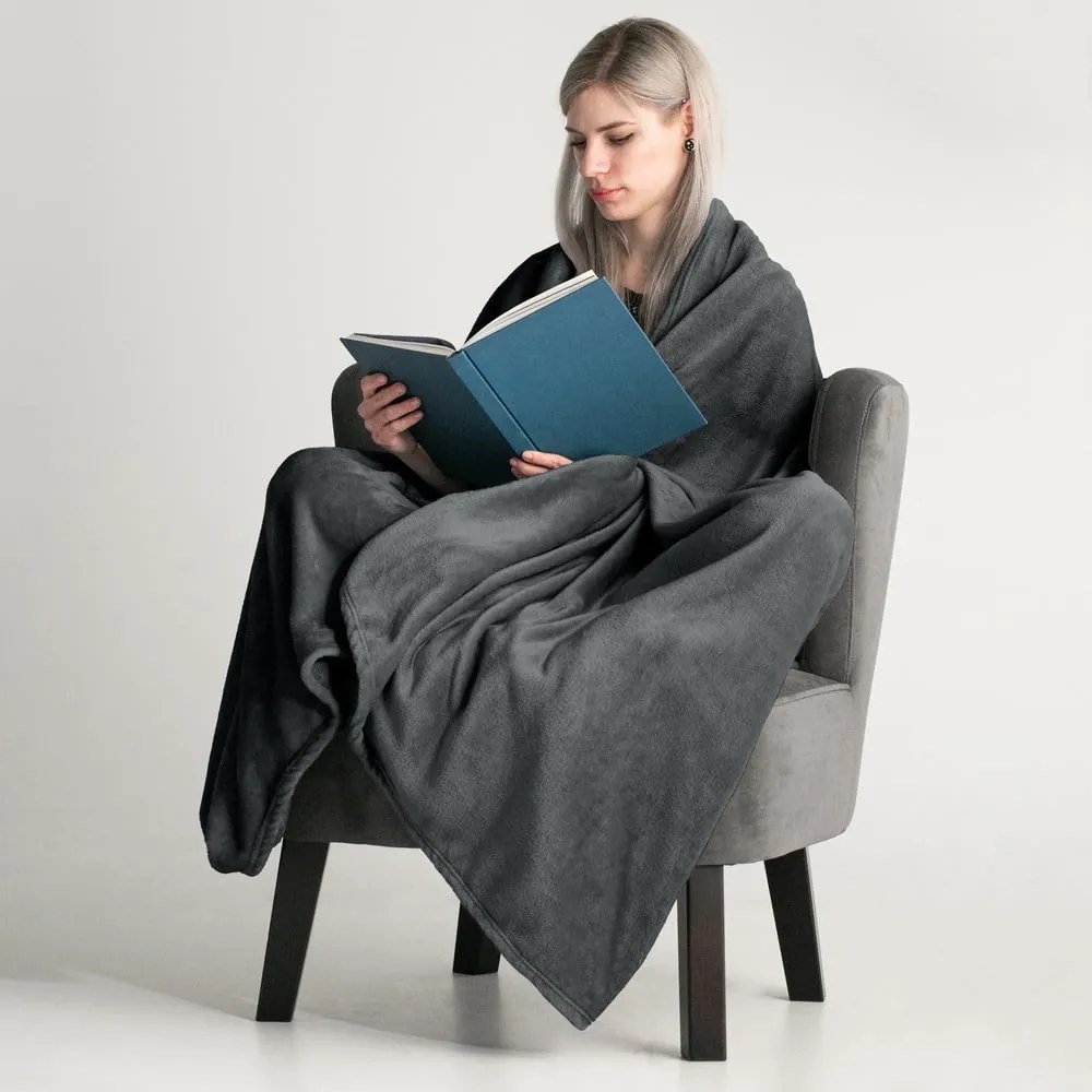 Coperta in microfibra grigio scuro, 200 x 220 cm Mic - DecoKing