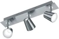 Faretti Led Parete Soffitto 3 Spots Diffusore Conico Acciaio Narcos GD Trio