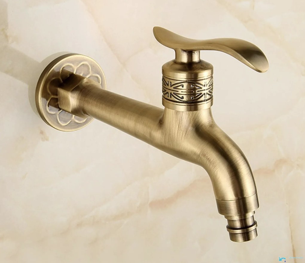 Rubinetto da bagno a parete EYN CW1347 per acqua fredda in più finiture, tra cui ottone anticato e marrone dorato