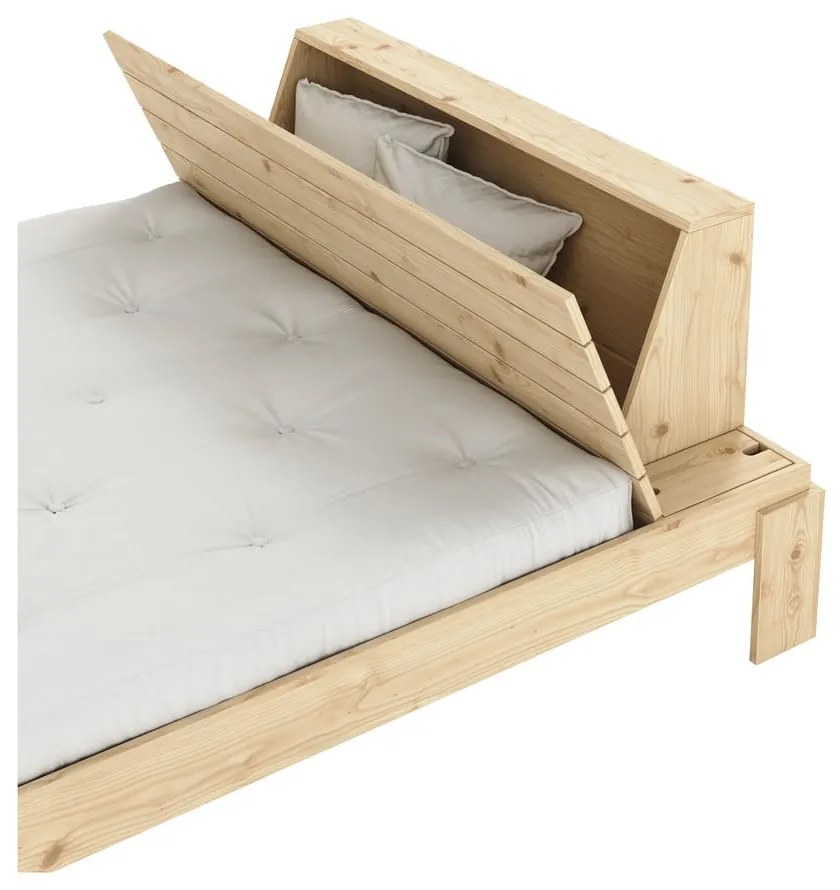 Letto matrimoniale di colore naturale in pino massiccio con rete inclusa 140x200 cm Layers – Karup Design