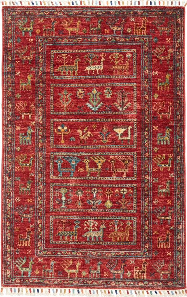 Samarkand Tappeto 120 x 80 Rosso (Pakistan) Annodato A Mano