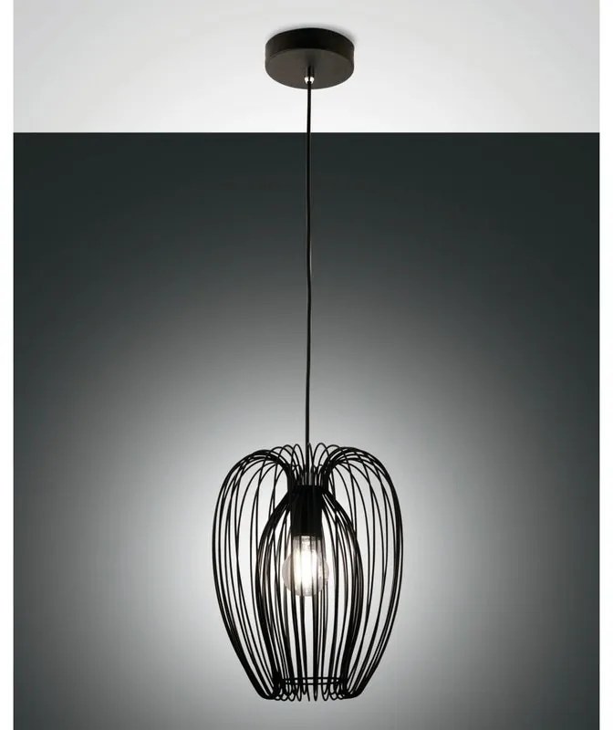 Lampadario Moderno Camp nero paralume nero E27 LA MIA LUCE