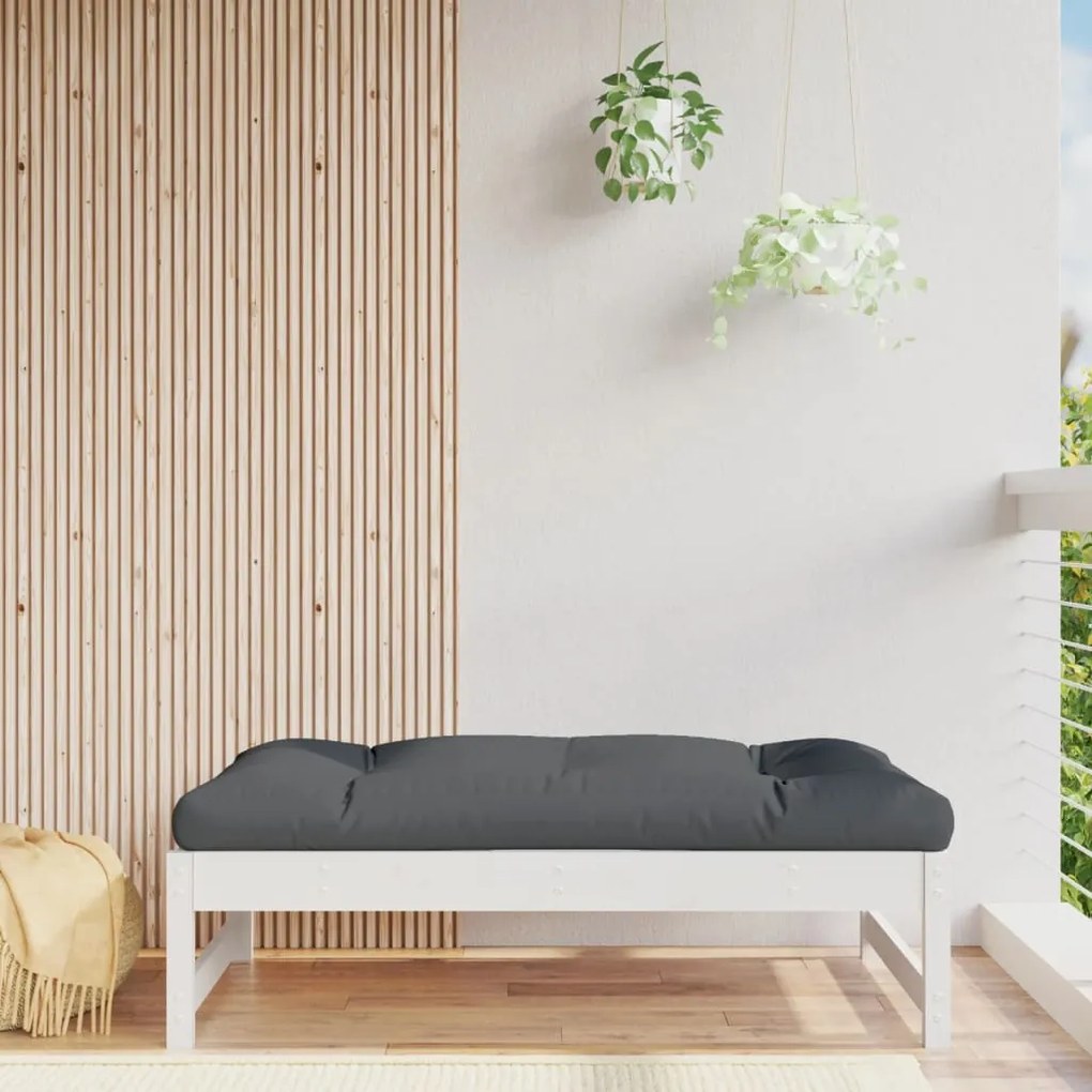 Poggiapiedi Da Giardino 120x80 Cm Legno Massello Di Pino Bianco /