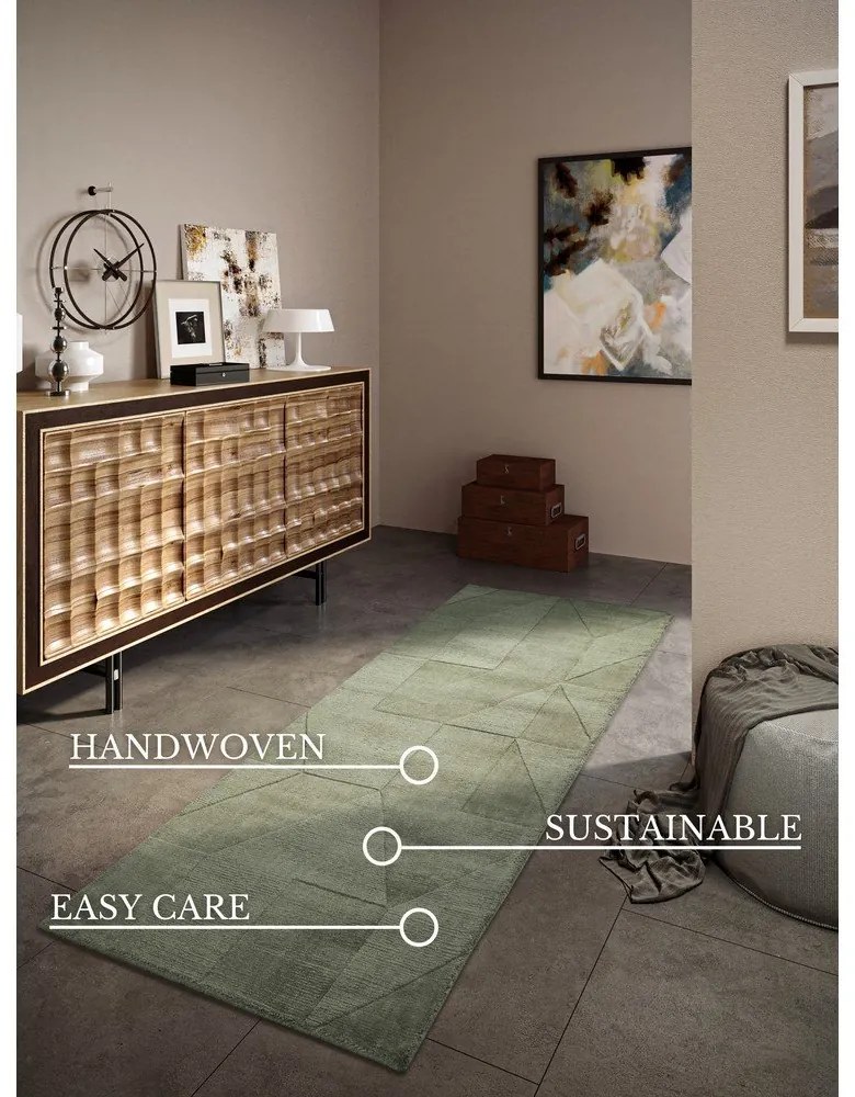 Passatoia verde in lana tessuta a mano 80x250 cm Ursule - Villeroy&Boch