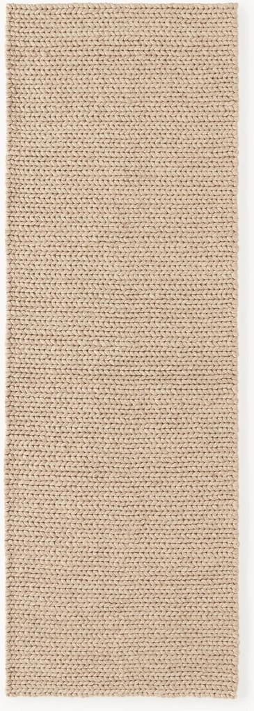 Passatoia in lana fatta a mano con struttura intrecciata Bruna