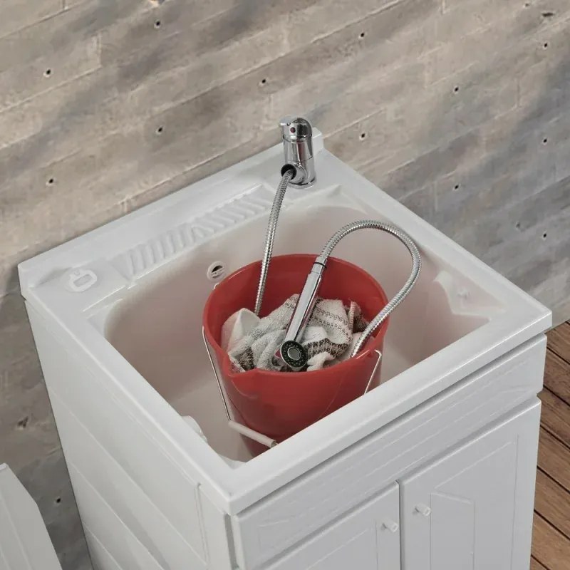 Mobile Lavatoio in Kit 60x60 cm con Vasca colore Bianco in Resina