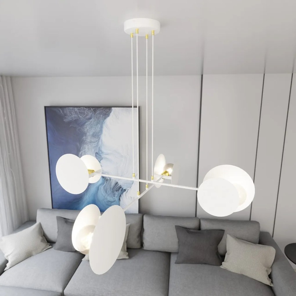 Lampadario a Sospensione in Acciaio IDEA 4 Nero/Bianco 4xE27