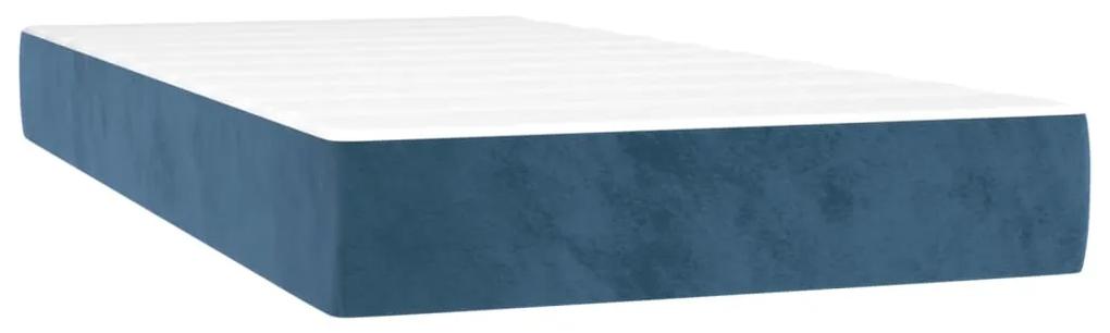 Giroletto a molle con materasso blu scuro 100x200 cm in velluto