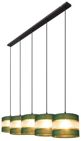 Lampadario a sospensione con filo HELEN 5xE27/15W/230V verde/oro