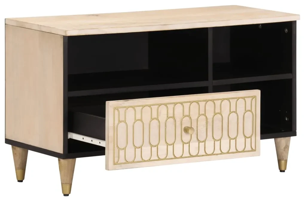 Mobile porta tv 80x33x46 cm in legno massello di mango
