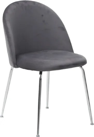Sedia da pranzo in velluto Grigio Scuro con gambe in metallo Cromo - PARIS 2 sedie