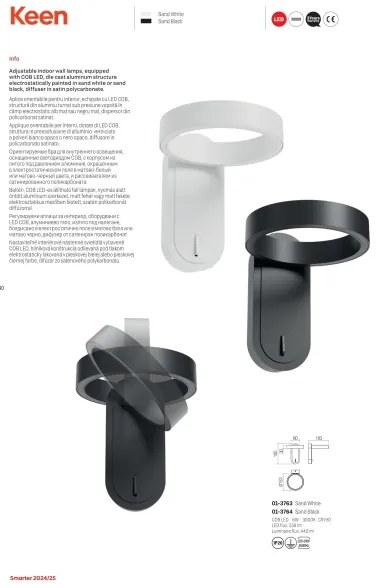 Redo 01-3763 - Applique a LED KEEN LED/6W/230V CRI 90 3000K bianco