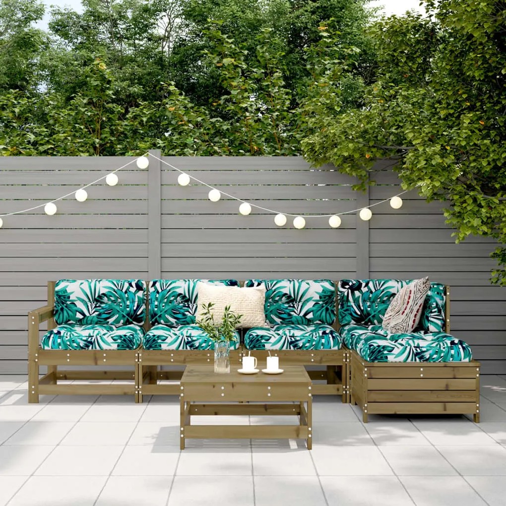Set divani da giardino 6 pz in legno impregnato di pino