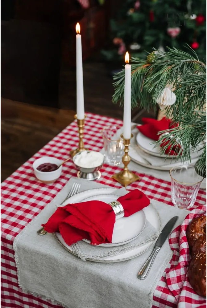 Tovaglia di lino 140x140 cm Red Gingham - Linen Tales