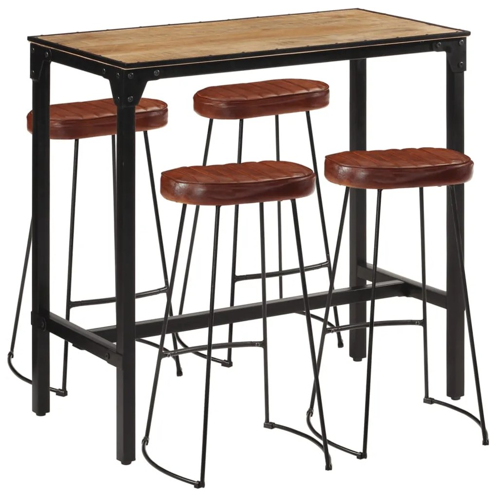 Set Bar 5pz Legno Massello Mango Grezzo E Metallo /