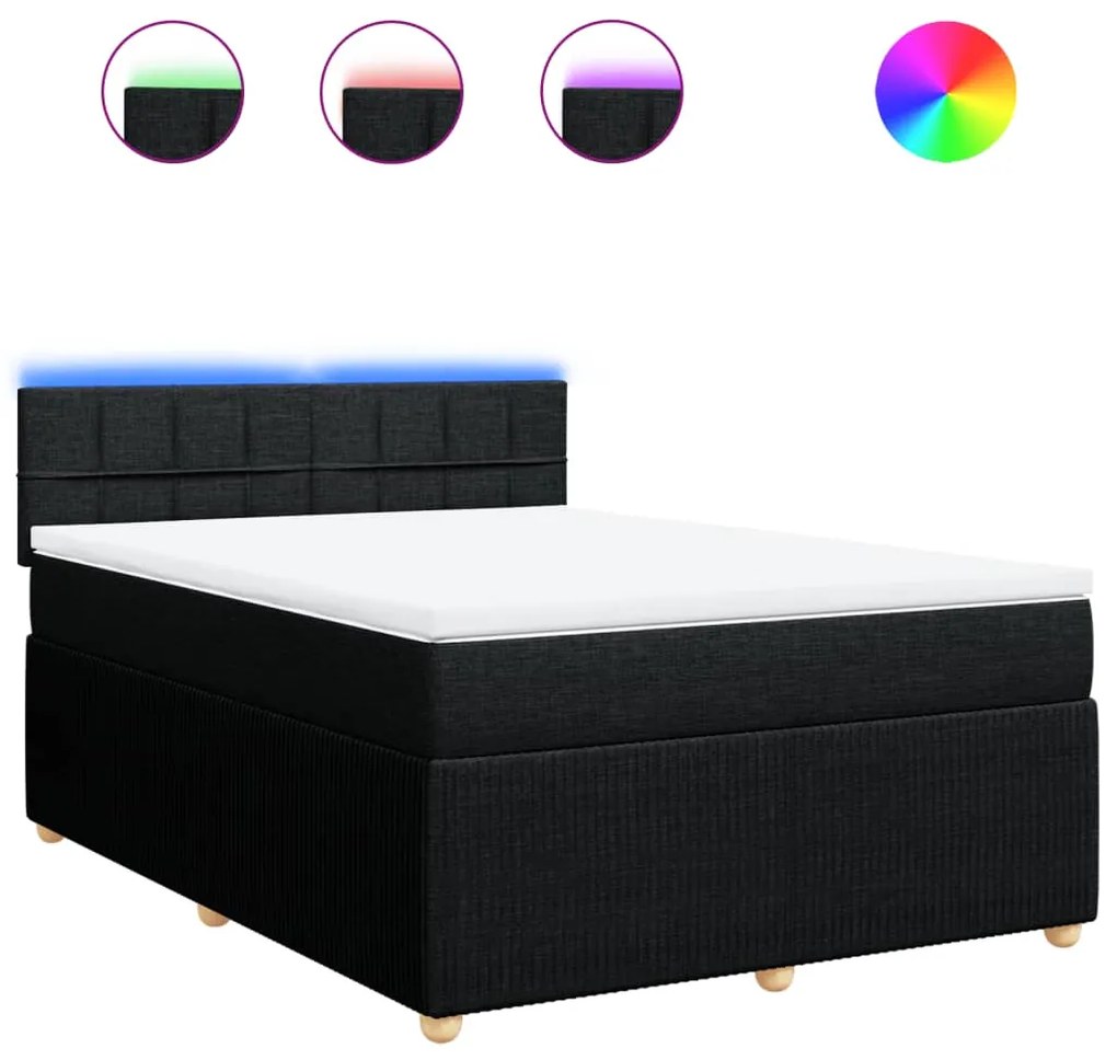 Giroletto a molle con materasso nero 140x190 cm in tessuto