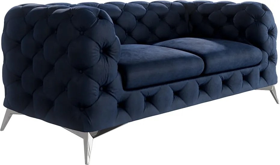 Divano blu scuro con rivestimento in velluto 185 cm Chelsea – Ropez