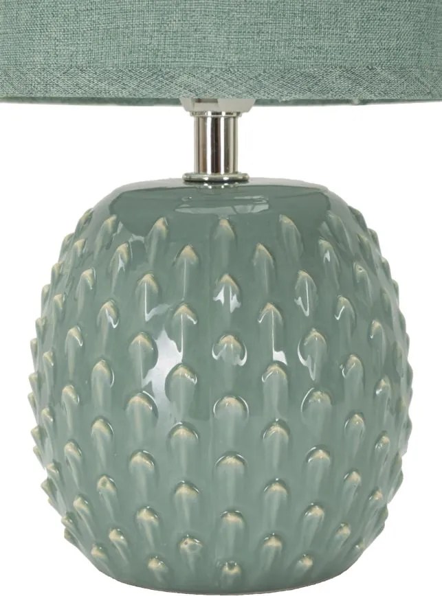 Lampada da Comodino Pontus Turchese Ø14x27 cm in Ceramica e Ferro e Tessuto Azzurro...