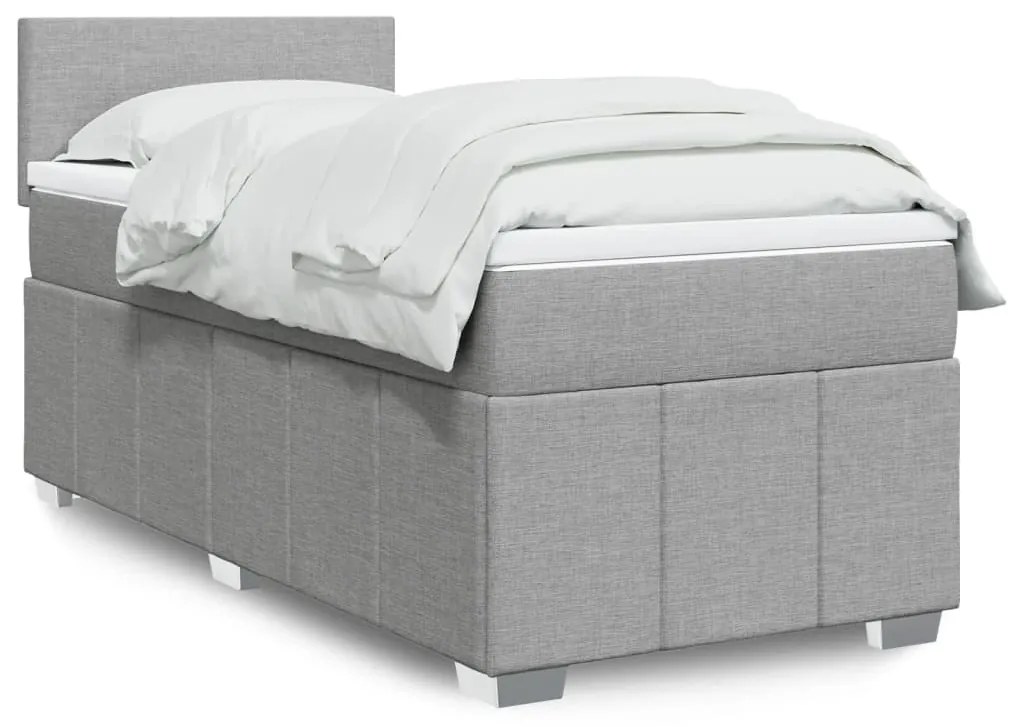 Giroletto A Molle Con Materasso Grigio Chiaro 90x200 Cm Tessuto /