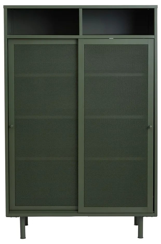 Armadietto in verde scuro in metallo con ante scorrevoli 90x140x40 cm Veep – Unique Furniture