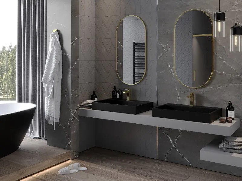 Mexen Loft specchio da bagno ovale 100 x 50 cm, cornice oro spazzolato - 9851-100-050-000-50