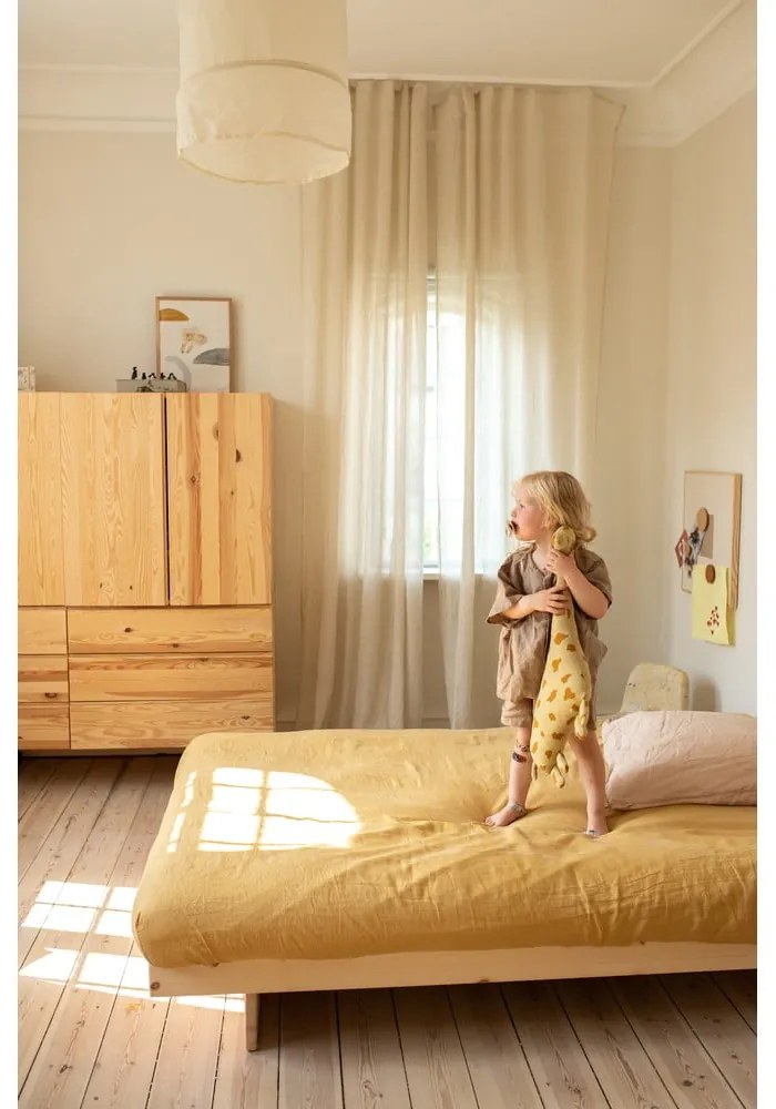 Letto singolo in legno di pino con griglia colorata naturale 90x200 cm Kanso - Karup Design