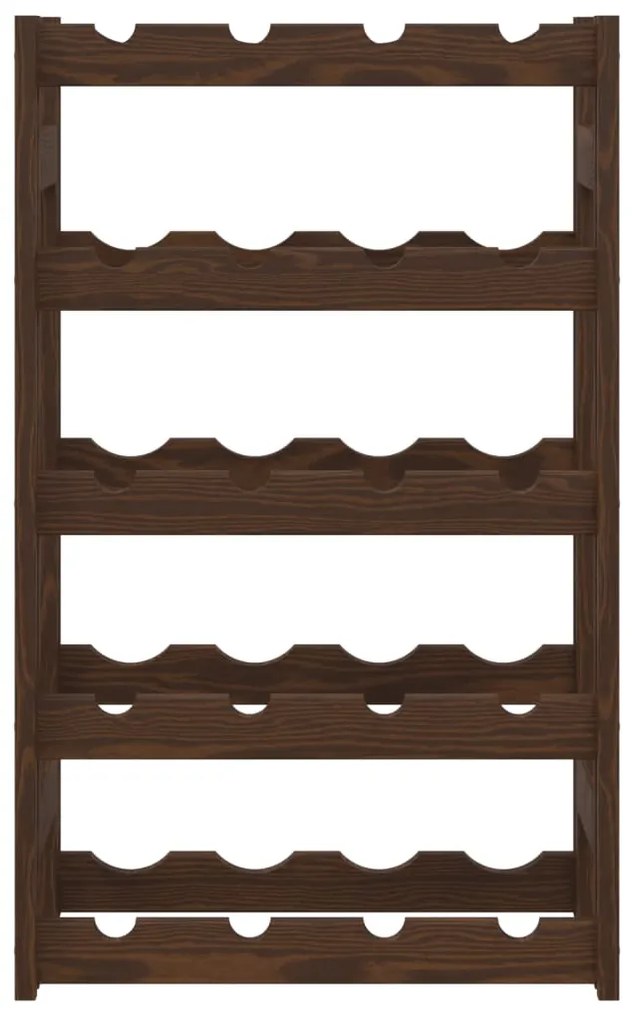 Portabottiglie per 20 bottiglie marrone legno massello di pino