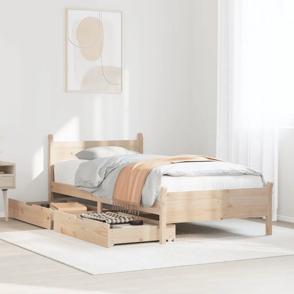 Letto senza materasso 90x190 cm in legno massello di pino