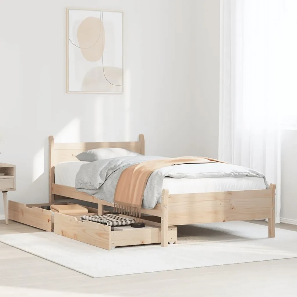 Letto senza materasso 90x190 cm in legno massello di pino