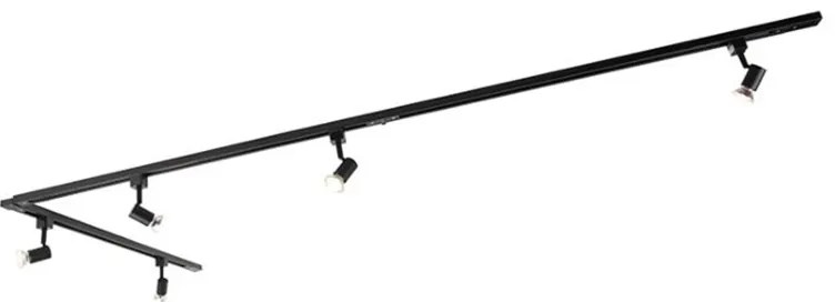 Sistema a binario moderno con 5 faretti monofase nero - Jeany