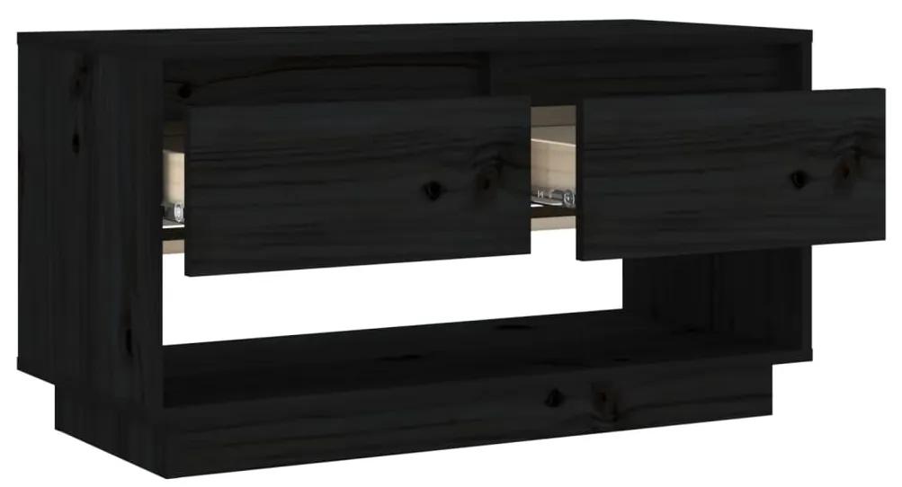 Mobile porta tv nero 74x34x40 cm in legno massello di pino