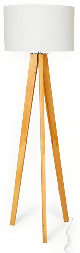 Lampada da terra - 45 x 45 x 153 cm - Legno e Lino Bianco - LORENS