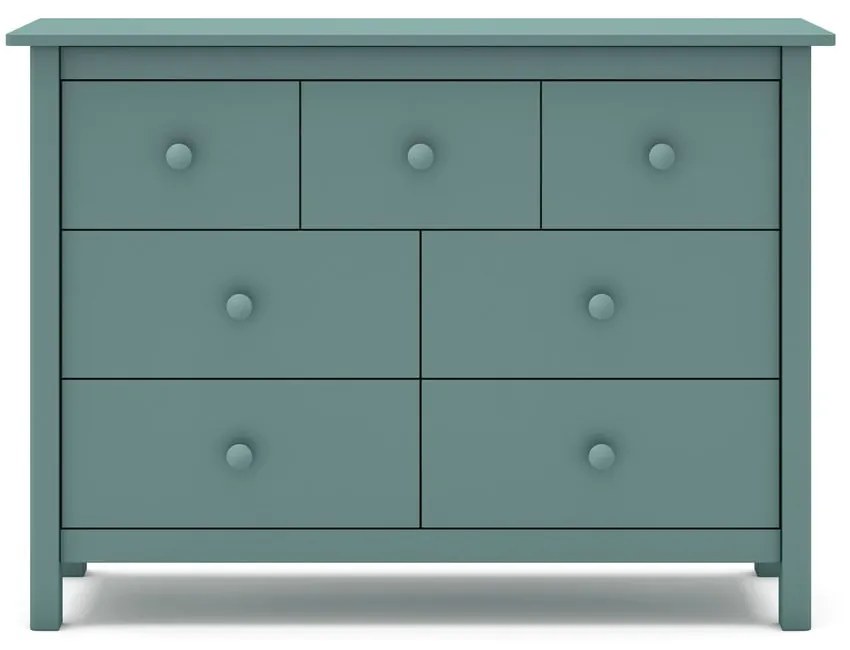 Cassettiera bassa per bambini in legno di pino color petrolio 110x80 cm Max - Marckeric