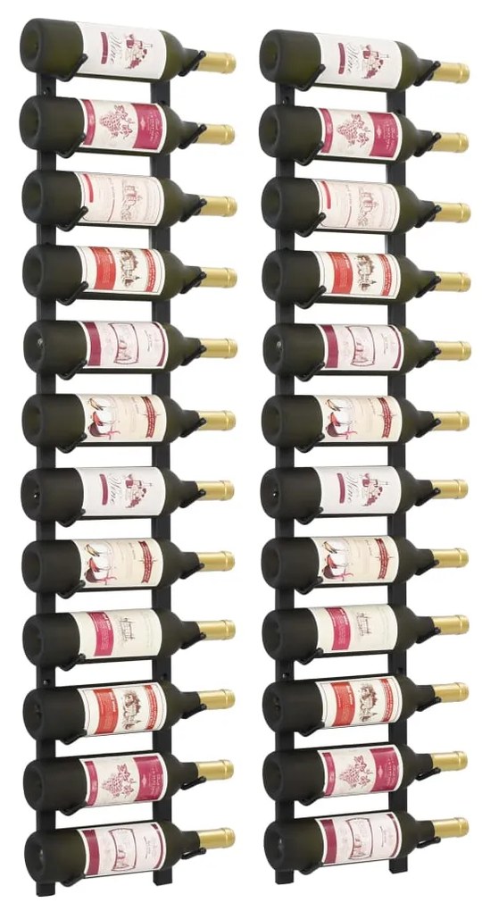 Portavini Da Parete Per 12 Bottiglie 2 Pz Nero İn Ferro /