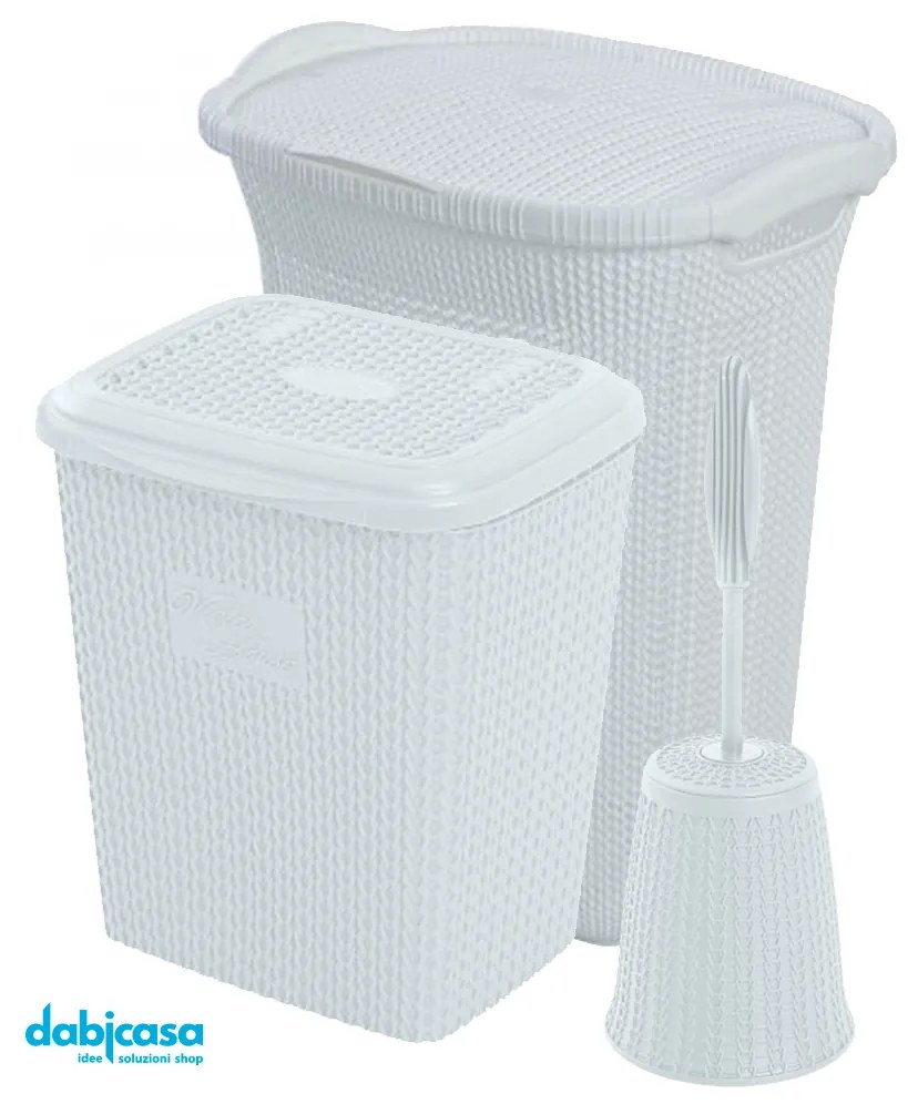 Set Bagno "Linea Violet 2.0" 3 Pezzi in Plastica Colore Bianco