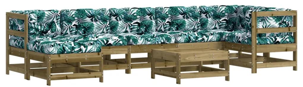 Set divani da giardino 8pz con cuscini legno impregnato di pino