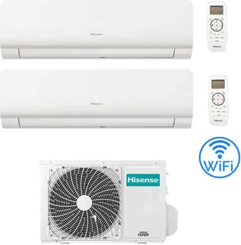 Climatizzatore Condizionatore Inverter Hisense New Energy Wifi R32 Dual Split 7000 + 7000 BTU con U.E. 2AMW35U4RGC Classe A++/A+