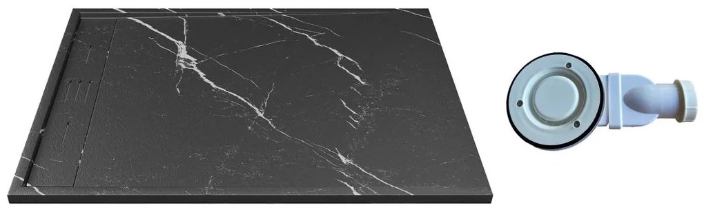 Piatto doccia extrapiatto appoggio o incasso tagliabile 140x90cm Resina SMC Bianco marmorizzato - LYROSA