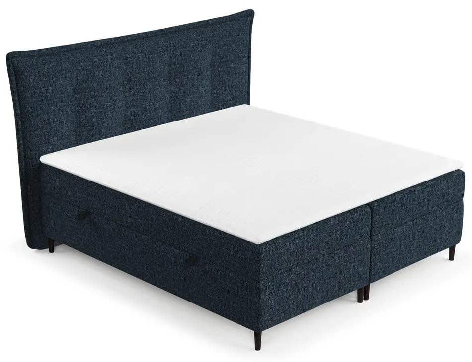 Letto boxspring blu scuro con contenitore 140x200 cm Sinai - Maison de Rêve