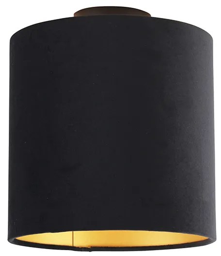 Plafoniera con paralume in velluto nero e oro 25 cm - Combi Black
